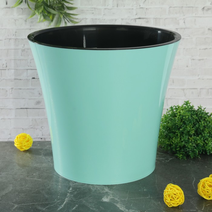 Горшок 5 л "Арте", цвет мятный-черный