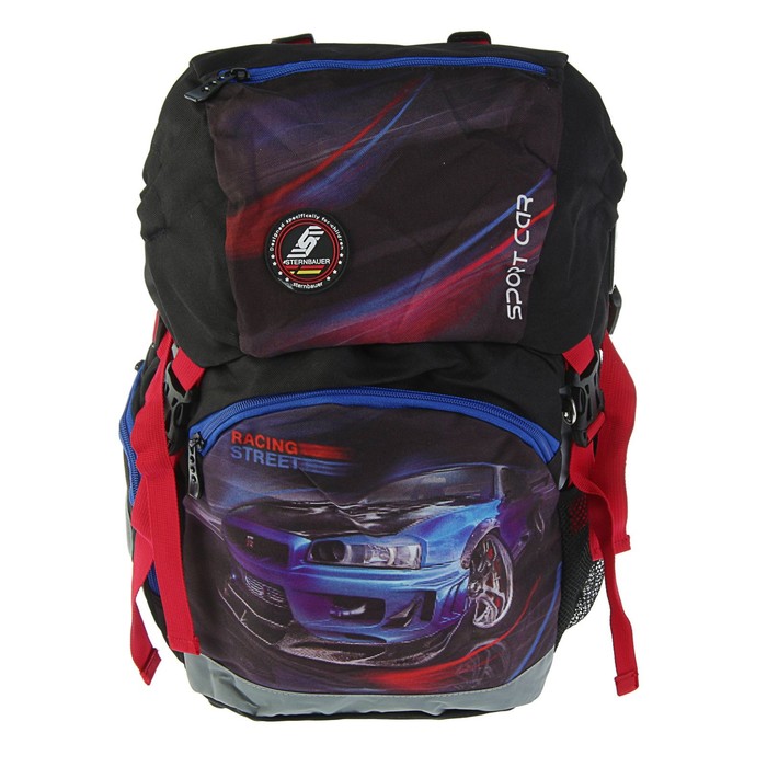 Рюкзак школьный с эргономичной спинкой Sternbauer на затяжке Vip 39*27*19 черный 5610