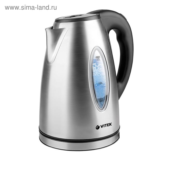 Чайник электрический Vitek VT-7019 ST, металл, 1.7 л, 2200 Вт, подсветка, серебристый