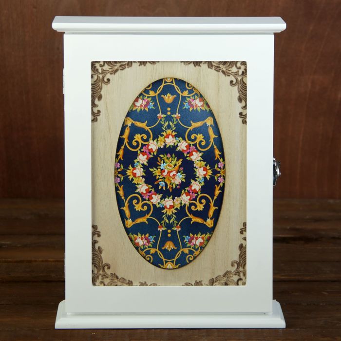 Ключница дерево белая "Арабский ковёр" 29,5х22х6 см