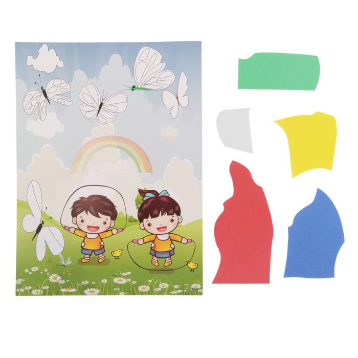 Аппликация - открытка 3D "Детки на полянке" из ЕVA