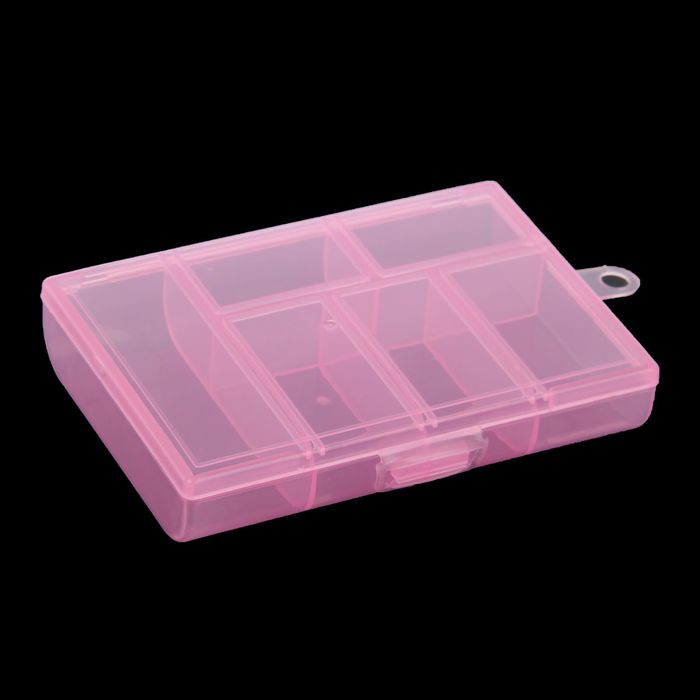 Шкатулка пластик для мелочей "Прямоугольная" 6 отделений МИКС 2,3х8,3х11,8 см