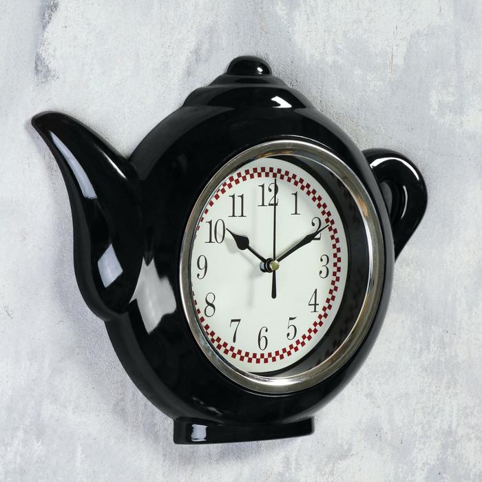 Часы настенные Чайник, черный, арабские цифры, 30*23см.