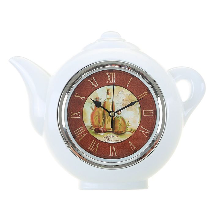Часы настенные Чайник, белый, римские цифры, 30*23см.