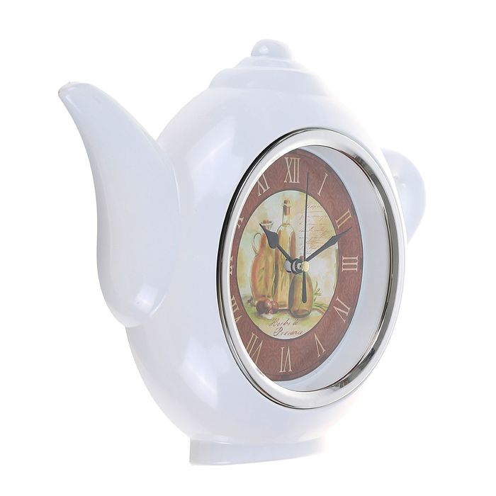 Часы настенные Чайник, белый, римские цифры, 30*23см.