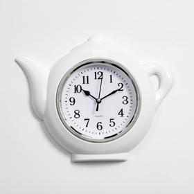 Часы настенные, серия: Кухня, "Чайник", хром, 30х23 см