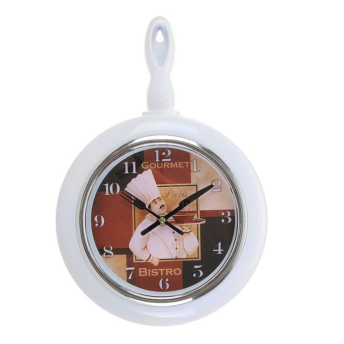 Часы настенные сковорода "Paris bistro", белые, 24*36см