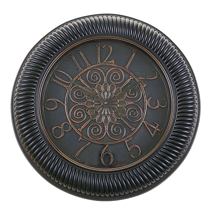 Часы настенные, серия Цифры SteamPunk, круглые, медные цифры по кайме, чёрные, d=50 см