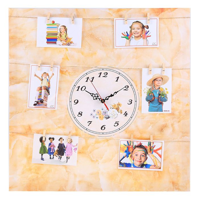 Часы-пано "Лови момент" с прищепками для фото, 3 веревки, 60*60*3см