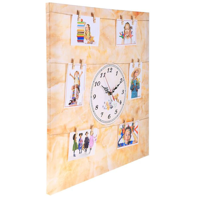 Часы-пано "Лови момент" с прищепками для фото, 3 веревки, 60*60*3см