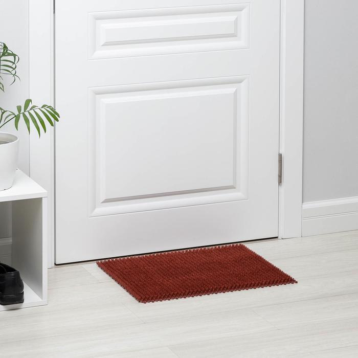 Покрытие ковровое щетинистое 42х56 см "Травка", цвет терракотовый