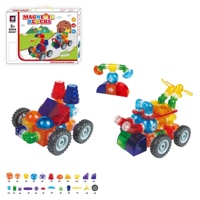Конструктор магнитный «Шарнирный транспорт», 53 детали