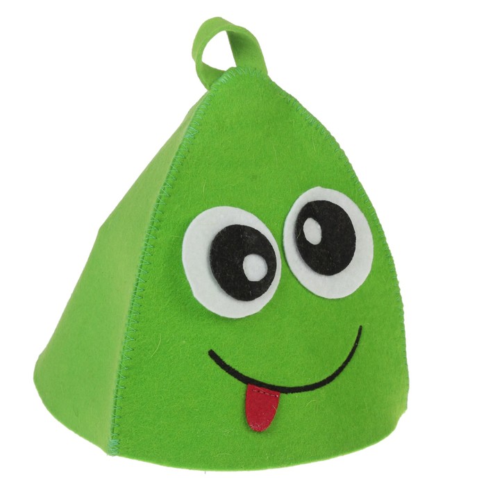 Банная шапка «Глазастик», фетр зелёный