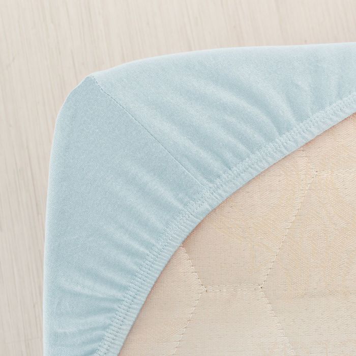 Простыня трикотажная на резинке, 80х200х20, цвет голубой, 125 гр/м2