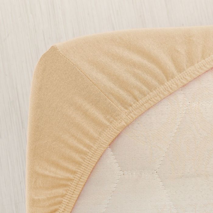 Простыня трикотажная на резинке, 120х200х20, цвет бежевый, 125 гр/м2