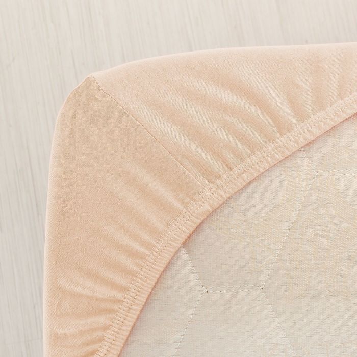 Простыня трикотажная на резинке, 120х200х20, цвет персиковый, 125 гр/м2