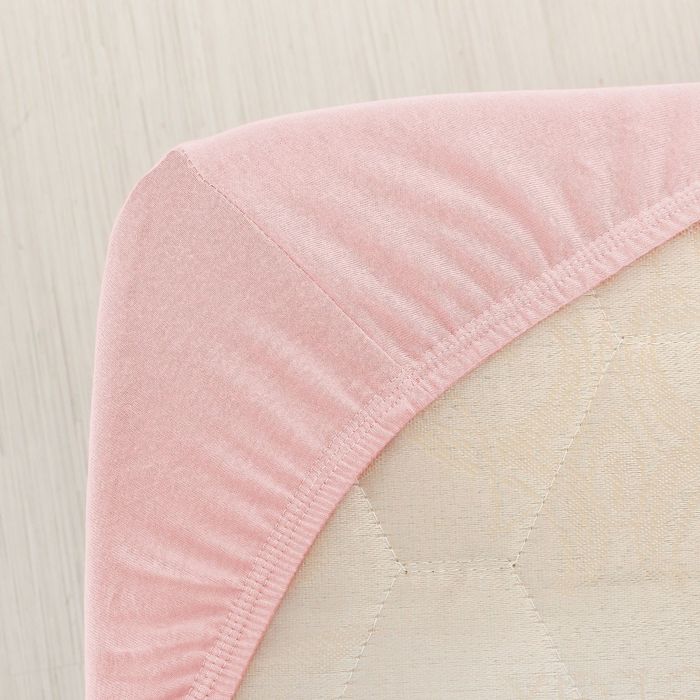 Простыня трикотажная на резинке, 140х200х20, цвет розовый, 125 гр/м2