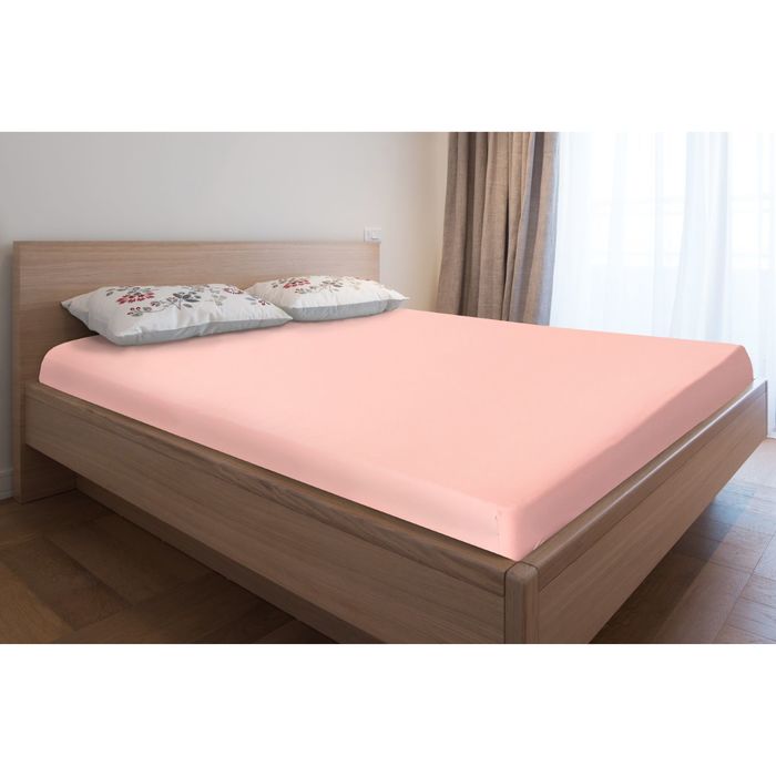 Простыня трикотажная на резинке, 160х200х20, цвет розовый, 125 гр/м2