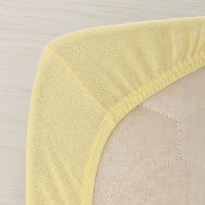 Простыня трикотажная на резинке, 180х200х20, цвет жёлтый, 125 гр/м2
