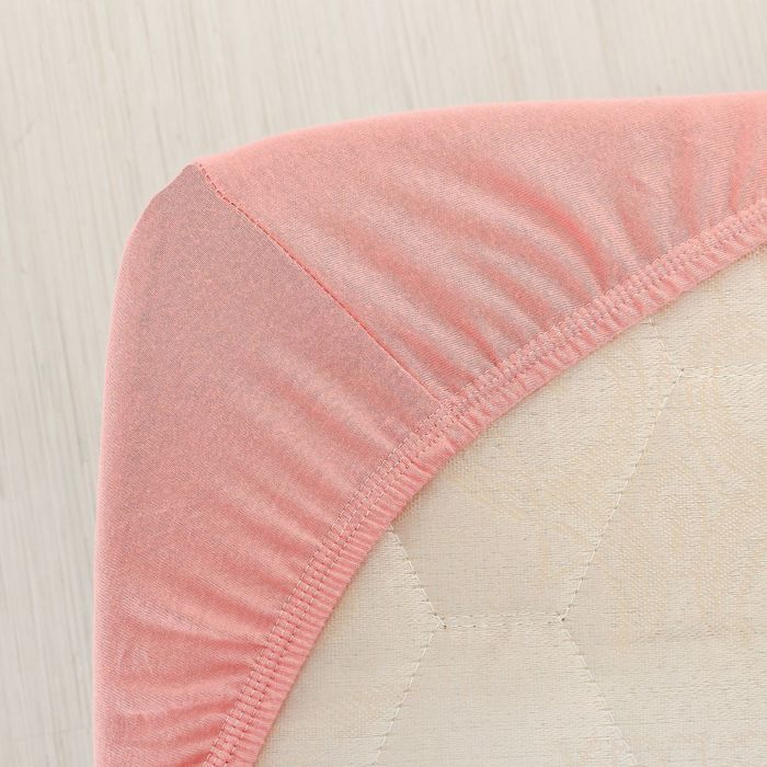 Простыня трикотажная на резинке, 200х200х20, цвет коралловый, 125 гр/м2