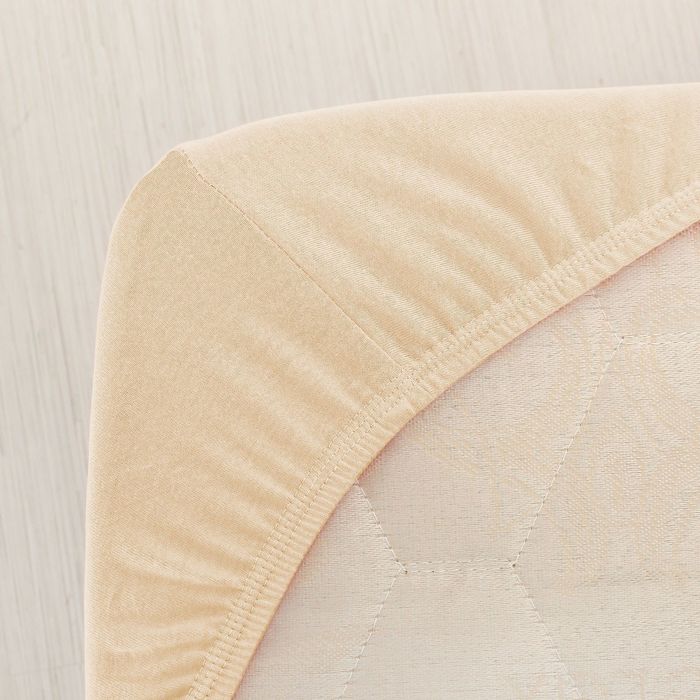 Простыня трикотажная на резинке, 200х200х20, цвет кремовый, 125 гр/м2