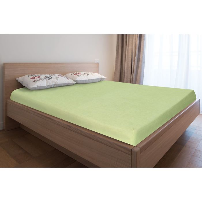 Простыня махровая на резинке, 120х200х20, цвет салатовый, 160 гр/м2