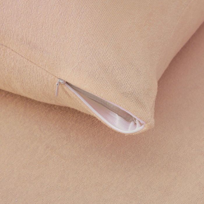 Наволочки махровые на молнии, 70х70 - 2шт, цвет персиковый, 160 гр/м2