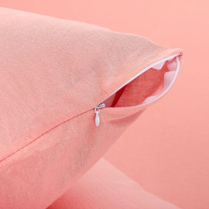 Наволочки трикотажные на молнии, 50х70 - 2шт, цвет коралловый, 125 гр/м2