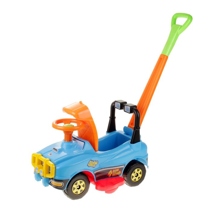 Толокар «Джип», с ручкой, голубой, с гудком-пищалкой