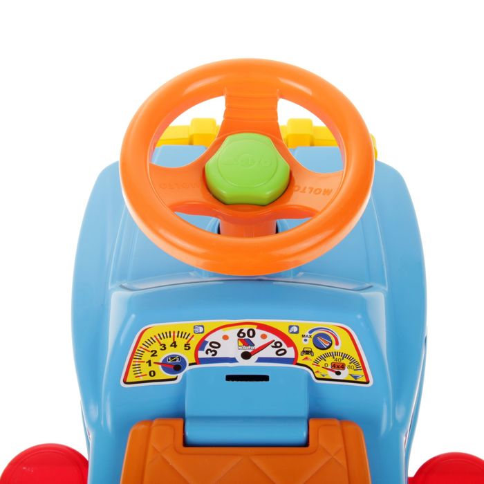 Толокар «Джип», с ручкой, голубой, с гудком-пищалкой