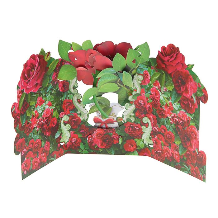 Открытка "С Днем Рождения" цветок в вазе, объемная, А5, блестки