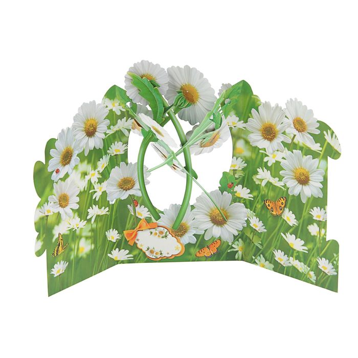 Открытка "С Днем Рождения" ромашки, объемная, А5, блестки