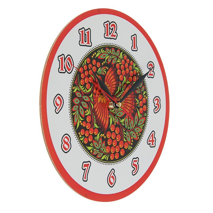 Часы "Хохлома" черный фон, Ø 24см