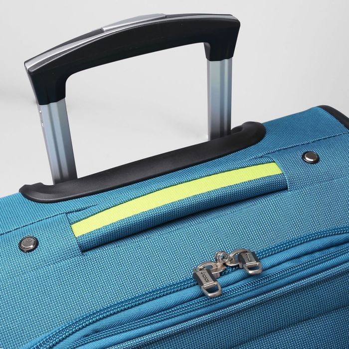 Чемодан малый 20", отдел на молнии, с расширением, 2 наружных кармана, 4 колеса, цвет бирюзовый