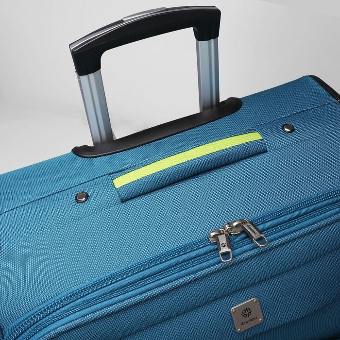 Чемодан средний 24", отдел на молнии, с расширением, 2 наружных кармана, 4 колеса, цвет бирюзовый