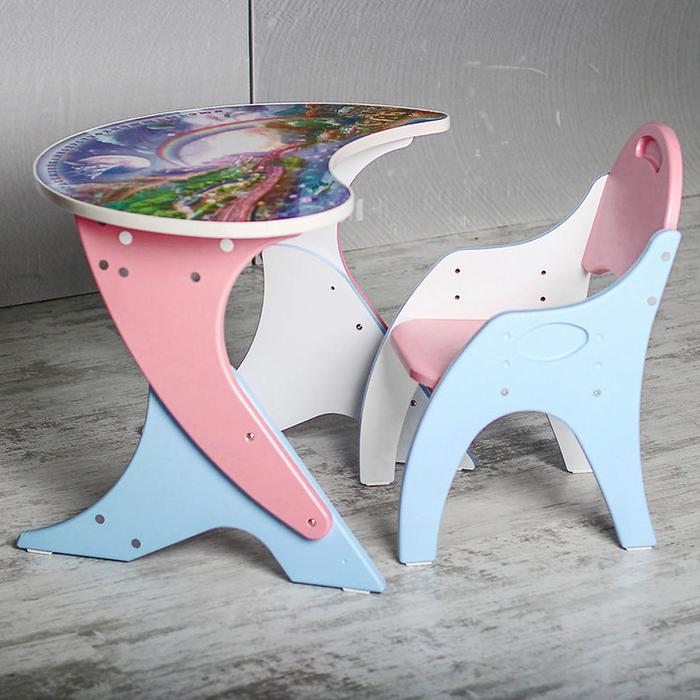 фото Набор мебели «космошкола», стол-парта, стул, цвет розово-голубой интехпроект