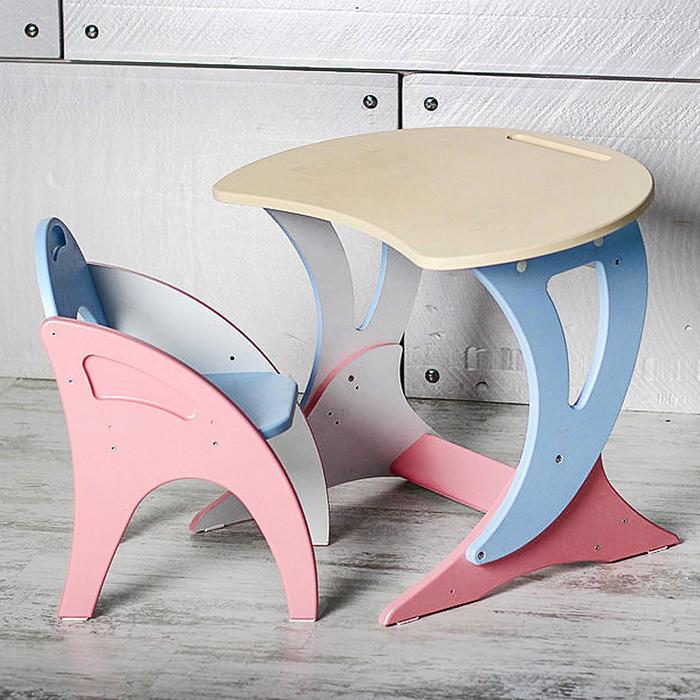 фото Набор мебели регулируемый «парус «, стол, стул, цвет розово-голубой интехпроект