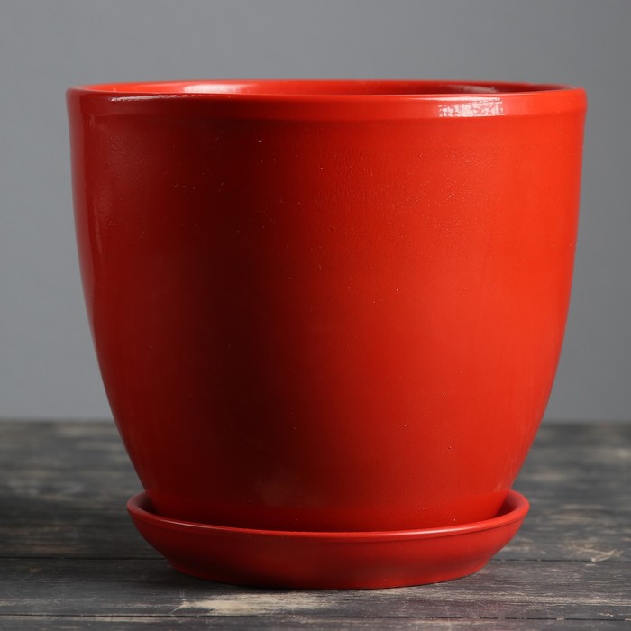 Горшок цветочный с подставками красное 2,5л