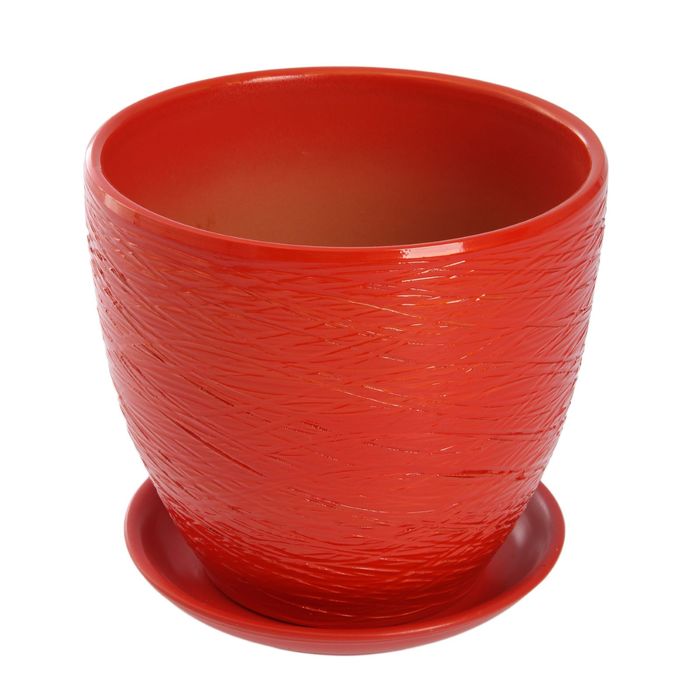 Горшок цветочный с подставками красное 5л