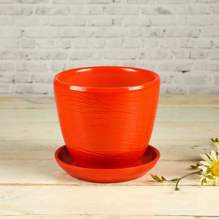 Кашпо с подставкой «Пашня», бордо, 1 л