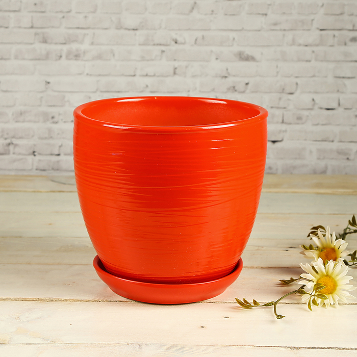 Горшок цветочный с подставками Пашня красная 2,5л