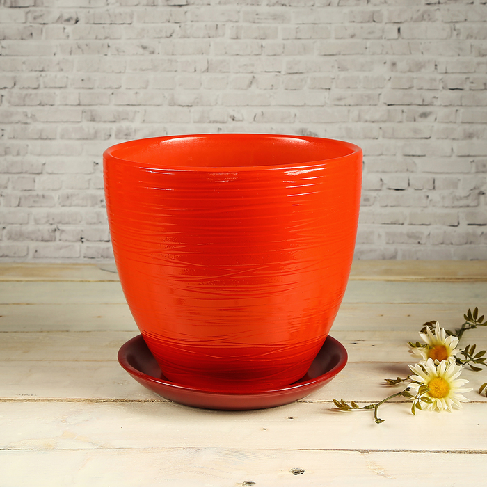 Горшок цветочный с подставками Пашня красная 5л
