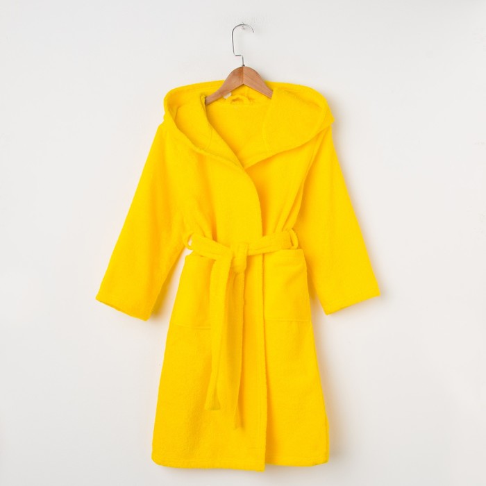 Халат махровый детский, размер 34, цвет жёлтый, 340 г/м2 хл.100% с AIRO