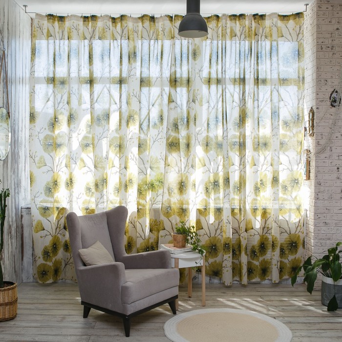 Штора портьерная "Этель" 290х280, Лотос, полулён, 15% лён, 85% п/э