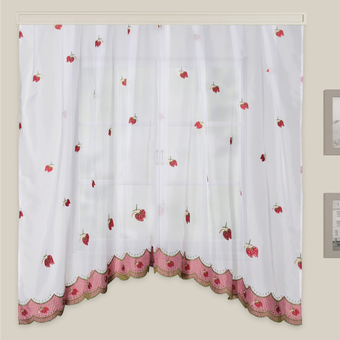 Штора для кухни "Этель" №2: Клубника 280х170см, 100% п/э
