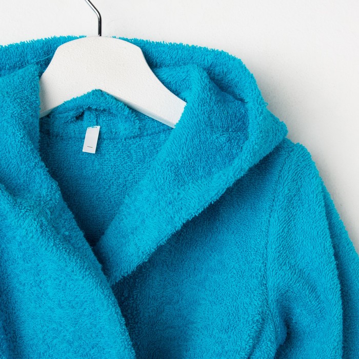 Халат махровый детский, размер 30, цвет морской, 340 г/м2 хл.100% с AIRO