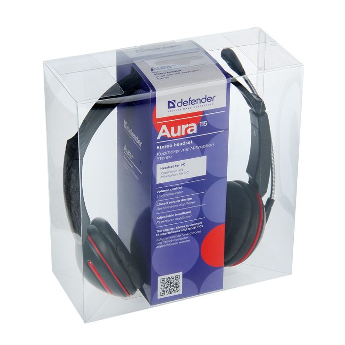 Гарнитура DEFENDER Aura 115, компьютерная, кабель 2 м, чёрная