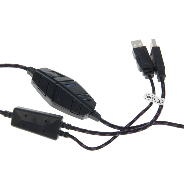 Гарнитура игровая DEFENDER Warhead G-400 USB, подсветка, кабель 2.5 м, чёрно-фиолетовая