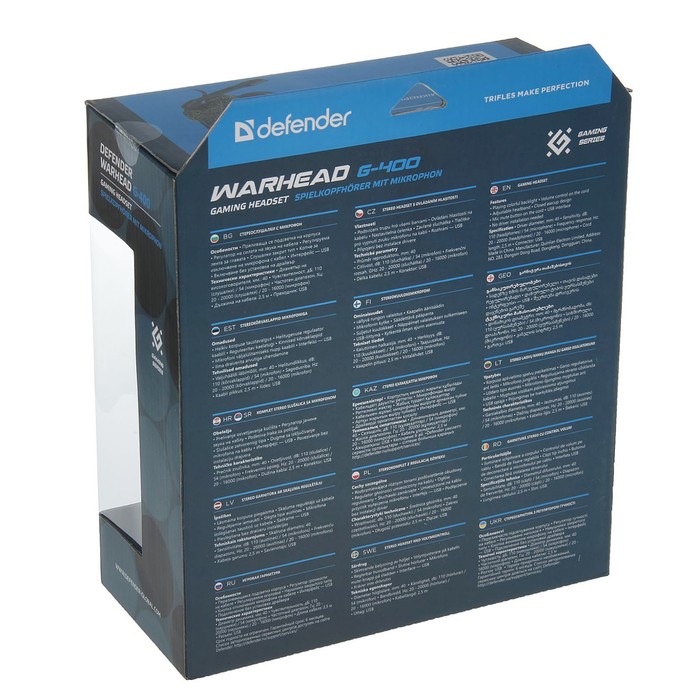 Гарнитура игровая DEFENDER Warhead G-400 USB, подсветка, кабель 2.5 м, чёрно-фиолетовая