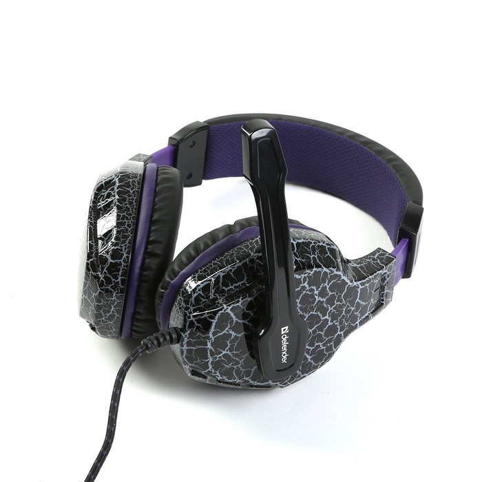 Гарнитура игровая DEFENDER Warhead G-400 USB, подсветка, кабель 2.5 м, чёрно-фиолетовая